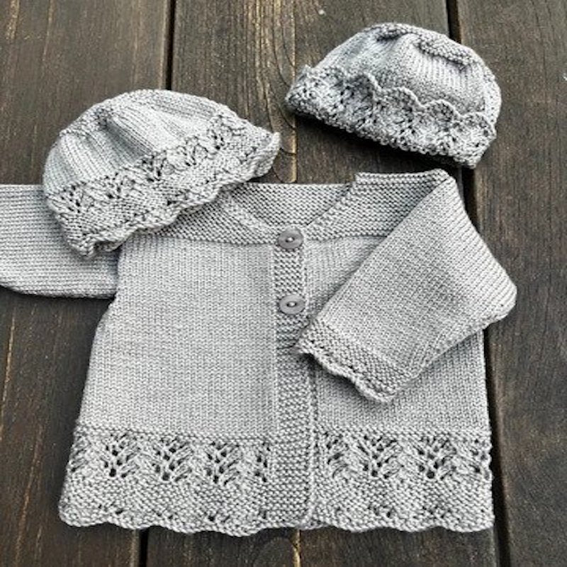 Kiwi Knit Pattern Amelie Cardi and Hats 4 Ply