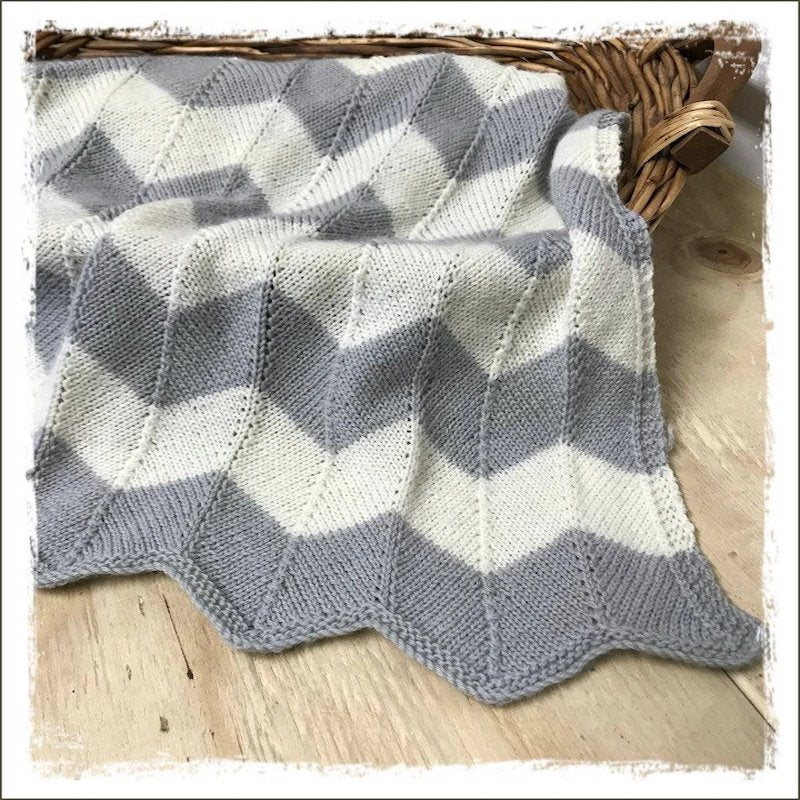 Kiwi Knit Pattern Chevron Baby Blanket